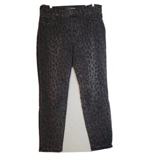 Tribal Jeans Audrey Mid Rise Ankle Jegging Grey Leopard Print Size 14 Pull On